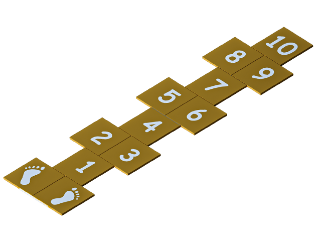 61500 - 30 Rakam Seksek Oyun Takımı 12'Lİ (50x50x2cm Bordo-Sarı-Siyah-Yeşil ve Beyaz)
