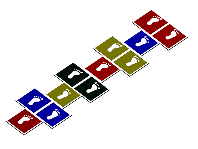 61500 - 31 Adımlı Seksek Oyun Takımı 12'Lİ (50x50x2cm Özel Renk)