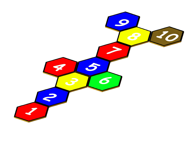 61500 - Rakam Altıgen Seksek Oyun Takımı 10'LU (Özel Renk)