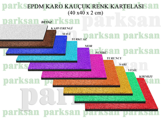 61200 - EPDM YÜZEYLİ KAUÇUK KARO 40x40 RENK KARTELASI