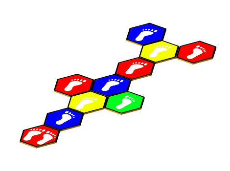 61500 - 22 Adımlı Altıgen Seksek Oyun Takımı 10'LU (Özel Renk)