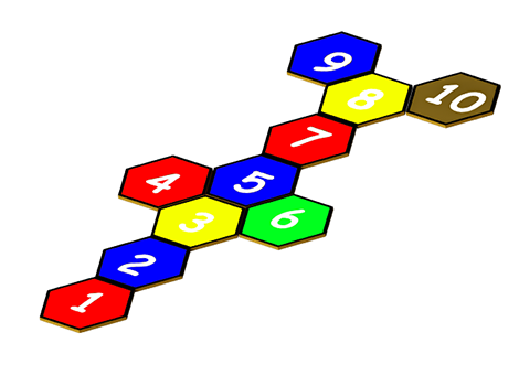 61500 - Rakam Altıgen Seksek Oyun Takımı 10'LU (Özel Renk)